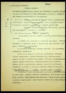 Program nauczania przedmiotu Psychopatologia ogólna dla Instyututu Pedagogiki Specjalnej oraz dla nauczycieli szkół specjalnych w zaocznym i wieczorowym studium dla pracujących