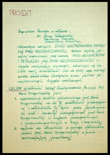 [Propozycje dotyczące działalności Sekcji Kultywowania Pamięci prof. Marii Grzegorzewskiej, 12.III.71]
