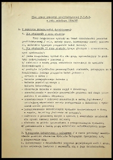 Plan pracy pracowni profilaktycznej P.I.P.S. w roku szkolnym 1966/67