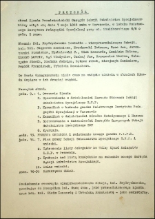 Protokół obrad Zjazdu Przedstawicieli Okręgów Sekcji Szkolnictwa Specjalnego, który odbył się dnia 7 maja 1948 roku w Warszawie (...)