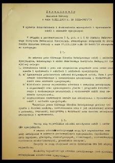 Zarządzenie Ministra Oświaty z dnia 9.XII.1959 r. Nr SOD1-2905/59 W sprawie doskonalenia i dokształcania nauczycieli i wychowawców szkół i zakładów specjalnych
