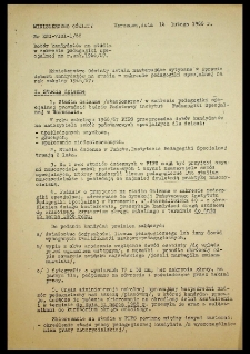 [Wytyczne Ministerstwa Oświaty w sprawie doboru kandydatów na studia w zakresie pedagogiki specjalnej na rok szkolny 1966/67, Warszawa, dnia 14 lutego 1966 r.]