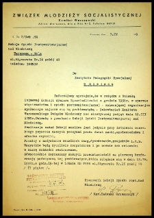 [Zaproszenie dla przedstawiciela PIPS do udziału w pracach Sekcji Opieki Postpenitencjarnej nad młodzieżą. Warszawa, 7.IV.1959]