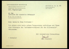 [Korespondencja w sprawie udostępnienia zasad przyjęcia na studia obowiązujących w NRD, 6.9.61]