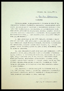 [Zobowiązanie do przygotowania przez Kierowników jednostek organizacyjnych sprawozdań merytorycznych i formalnych z działalności za 1978 rok. Warszawa, dn. 15.XI.1978 r.]
