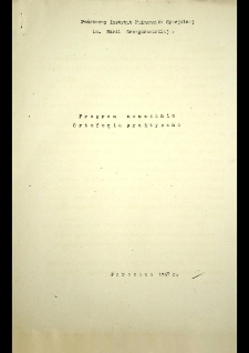 Program nauczania - ortofonia praktyczna