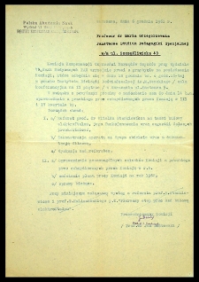 [Zaproszenie na posiedzenie Komisji Kompensacji Czynności Narządów Zmysłów w dniu 18 grudnia 1961 r.]