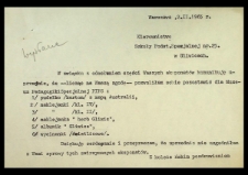 [Korespondencja w sprawie zwrotu eksponatów dla Szkoły Podstawowej Specjalnej nr 25 w Gliwicach]. Warszawa, 2.II.1965 r.