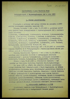 Sprawozdanie z prac Komitetu Nauk Pedagogicznych i Psychologicznych PAN w roku 1960
