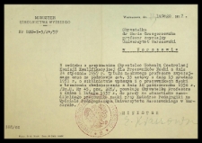 [Powołanie Marii Grzegorzewskiej do pracy na stanowisko samodzielnego pracownika nauki przy Katedrze Pedagogiki na Wydziale Pedagogicznym Uniwersytetu Warszawaskiego]. Warszawa, dn. 13 lutego 1957 r.