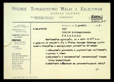 [Zaproszenie dla Marii Grzegorzewskiej na posiedzenie Prezydium Zarządu Głównego Polskiego Towarzystwa Walki z Kalectwem w dniu 15.12.1962 r.]