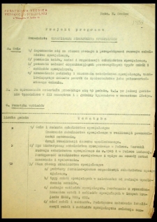Projekt programu. Przedmiot: Organizacja szkolnictwa specjalnego