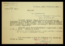[Zaproszenie dla J. Doroszewskiej do wygłoszenia wykładu na temat doboru zabawek dla dzieci chorych na kursie dla pielęgniarek oddziałowych sanatoriów i prewentoriów dziecięcych. Warszawa, dnia 4 listopada 1952 r.]